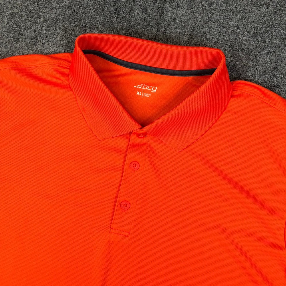 BCG Men's Orange Short Sleeve Polo‎ Shirt Golf Casual Athleisure XL